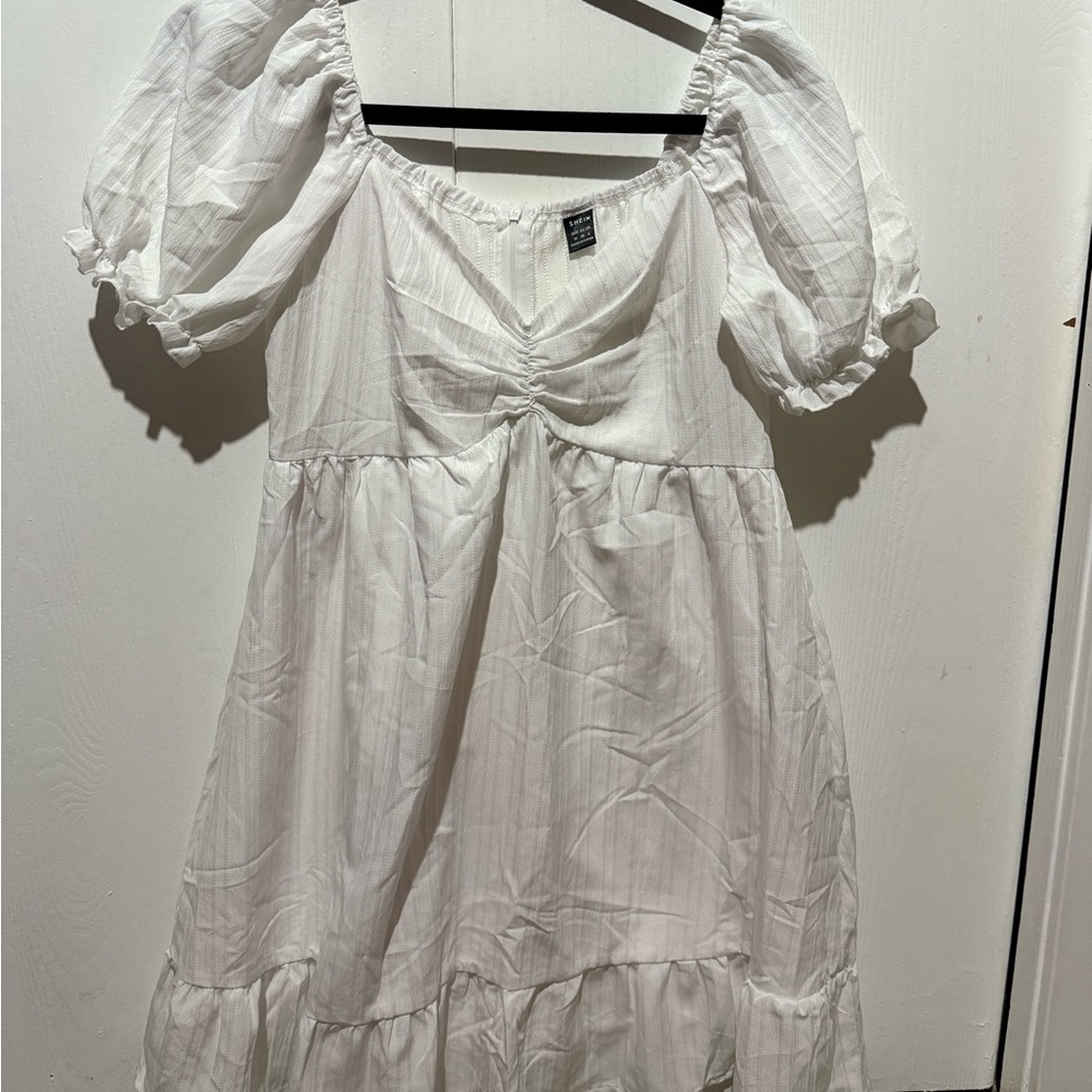 White Puff Sleeve Dress
